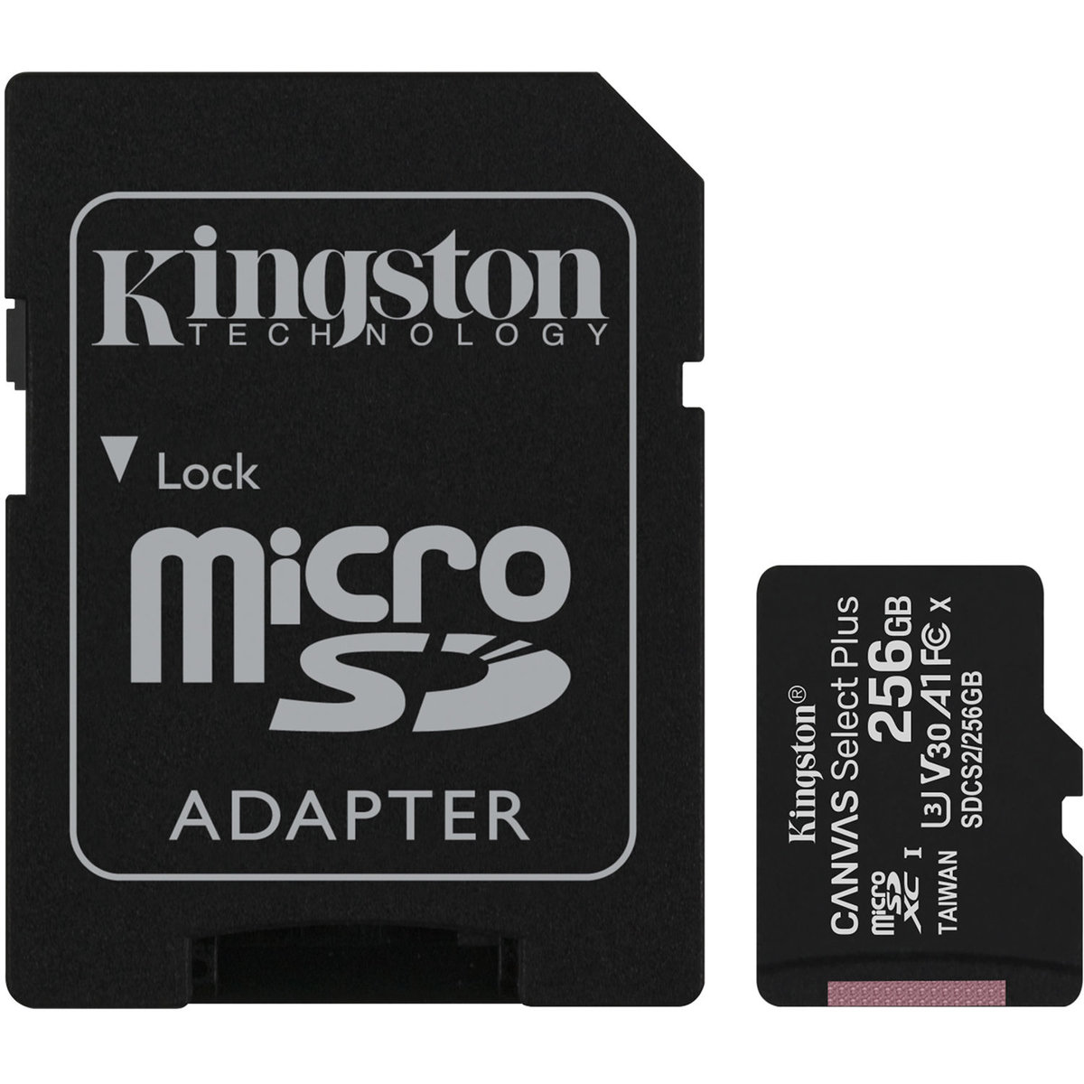 microSDXC (UHS-1) Kingston Canvas Select Plus 256Gb class 10 А1 (R-100MB/s) (adapter SD) (SDCS2/256GB) Фотография №1 microSDXC (UHS-1) Kingston Canvas Select Plus 256Gb class 10 А1 (R-100MB/s) (adapter SD) (SDCS2/256GB) смотреть фото №1