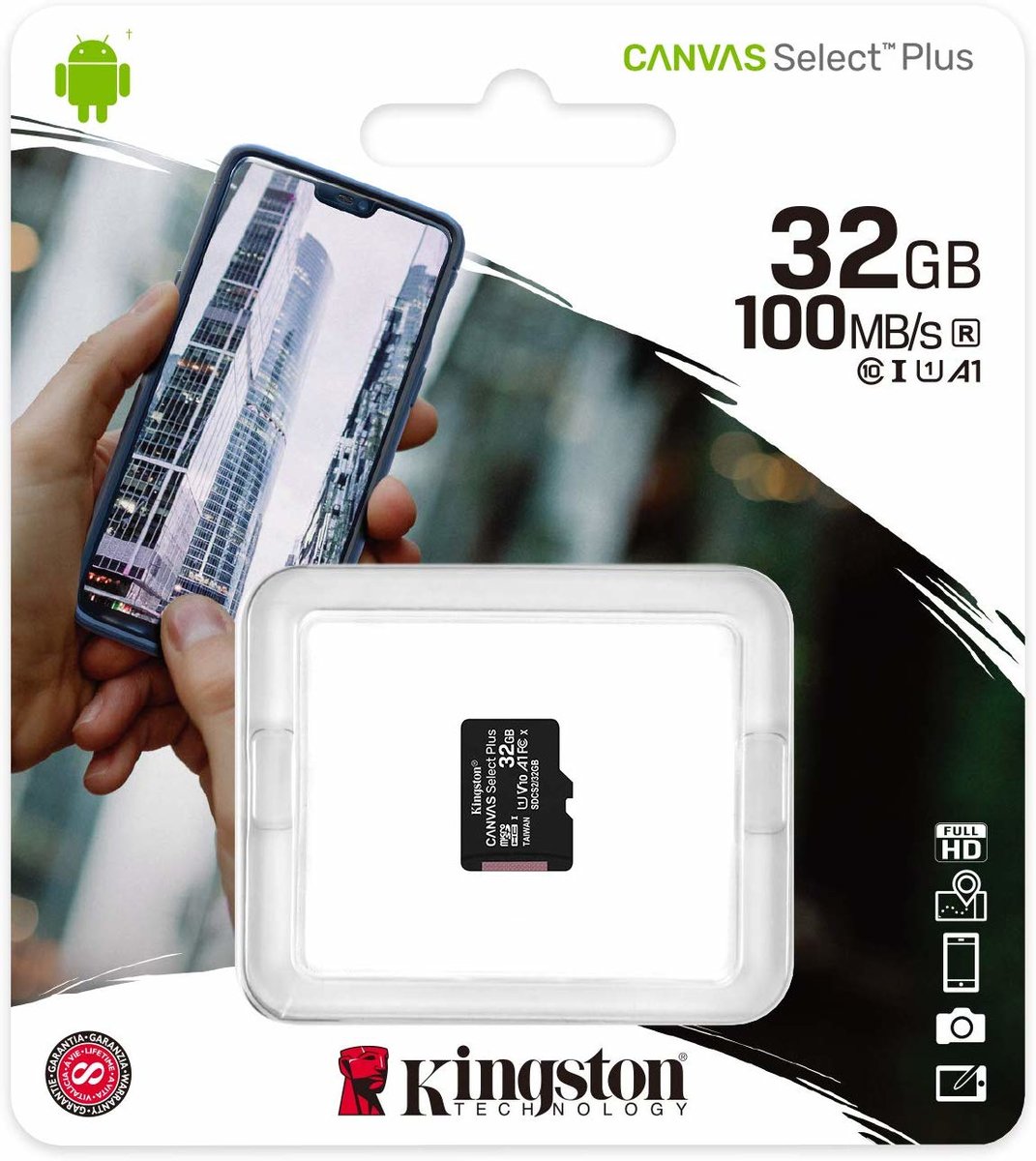 microSDHC (UHS-1) Kingston Canvas Select Plus 32Gb class 10 А1 (R-100MB/s) (SDCS2/32GBSP) Фото 1 microSDHC (UHS-1) Kingston Canvas Select Plus 32Gb class 10 А1 (R-100MB/s) (SDCS2/32GBSP) на картинке №1