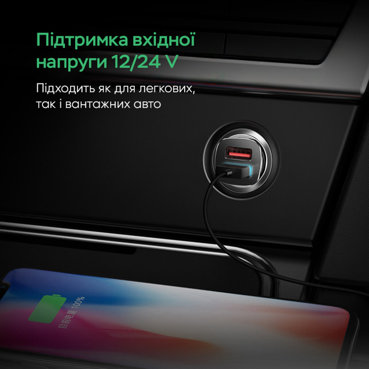 Автомобільний зарядний пристрій Baseus Square metal A+A 30W Black (CCALL-DS01) на картинке №6