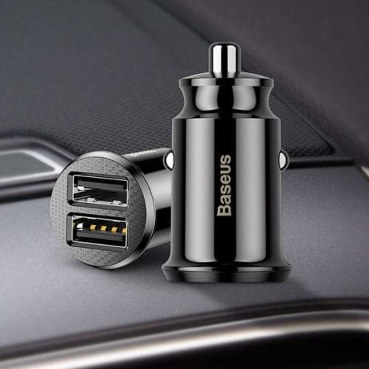 Автомобільний зарядний пристрій Baseus Grain Car Charger 3.1A Black (CCALL-ML01) на картинке №1