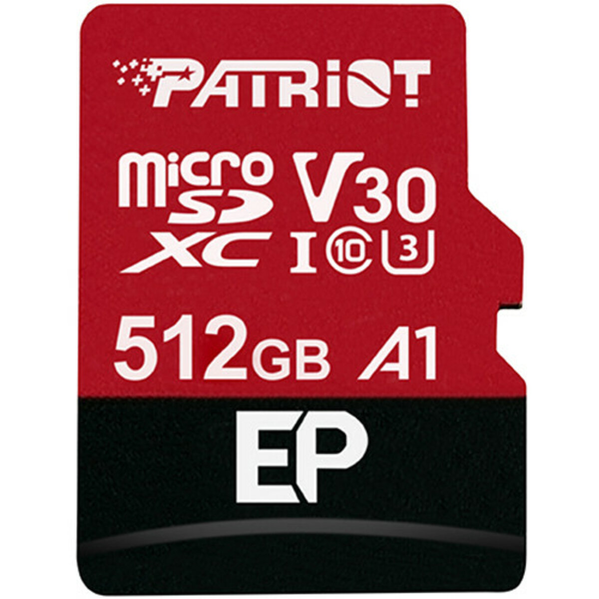 Карта памяті microSDXC (UHS-1 U3) Patriot EP Series 512Gb class 10 V30 (R-100MB/s, W-80MB/s) (adapter SD) (PEF512GEP31MCX) на картинке №1