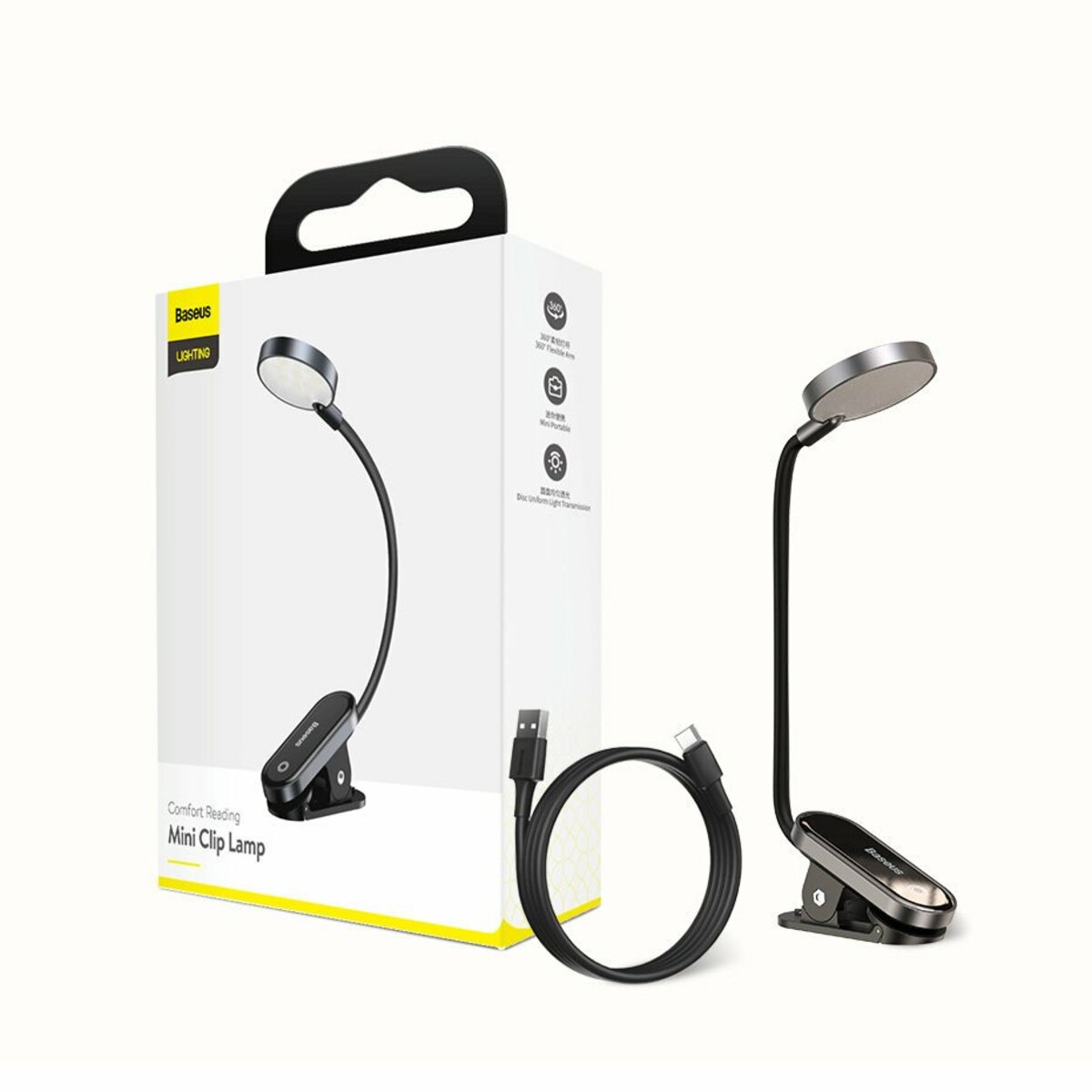 Світильник Baseus Comfort Reading Mini Clip Lamp Dark Gray (DGRAD-0G) на картинке №3