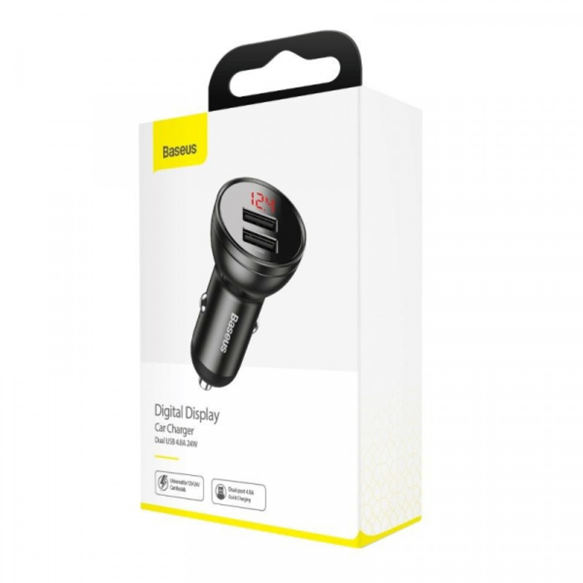 Автомобільний зарядний пристрій Baseus Digital Display Dual USB 4.8A Car Charger 24W Grey (CCBX-0G) на картинке №4