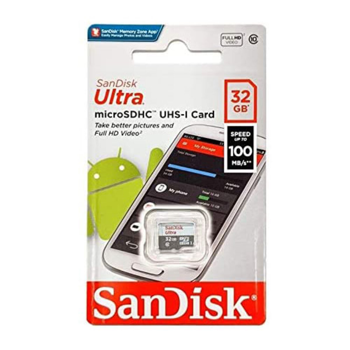 microSDHC (UHS-1) SanDisk Ultra 32Gb class 10 A1 (100Mb/s) (SDSQUNR-032G-GN3MN) Фотография №2 microSDHC (UHS-1) SanDisk Ultra 32Gb class 10 A1 (100Mb/s) (SDSQUNR-032G-GN3MN) смотреть фото №2