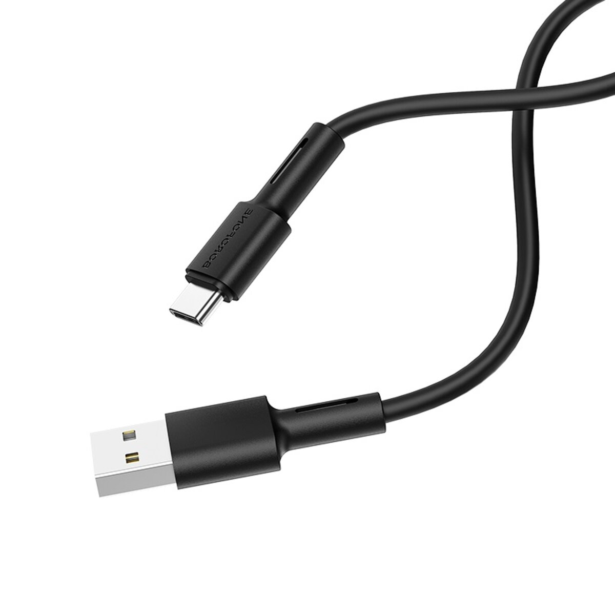 Кабель BOROFONE BX31 USB to Type-C 3A, 1m, silicone, TPE connectors, Black (BX31CB) Фотографія №2 Кабель BOROFONE BX31 USB to Type-C 3A, 1m, silicone, TPE connectors, Black (BX31CB) на малюнкі №2