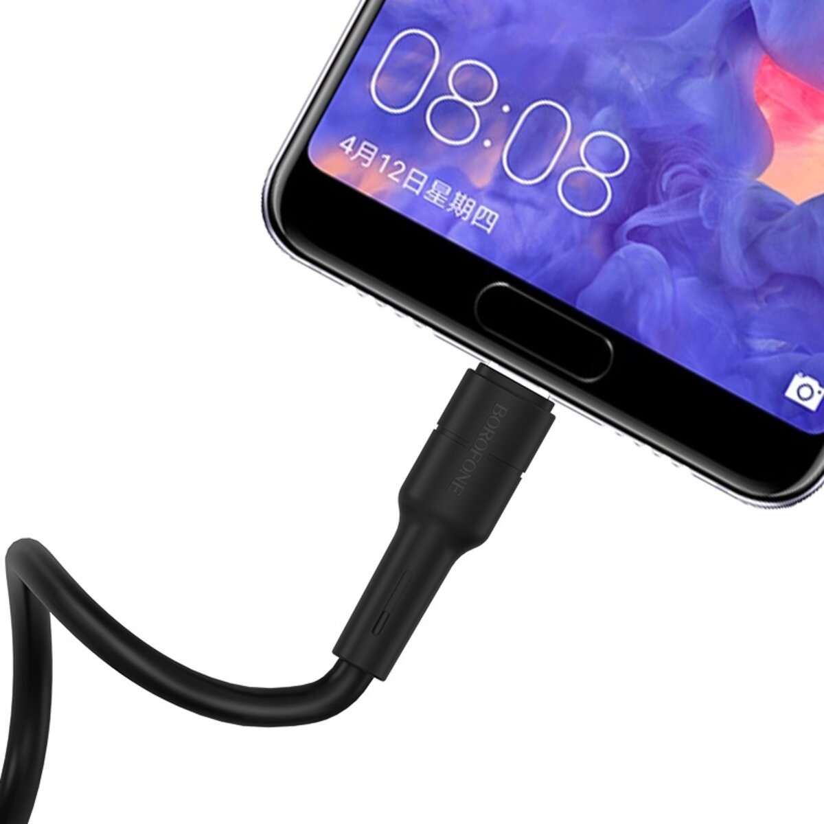 Кабель BOROFONE BX30 USB to Type-C, 3A, 1m, silicone, TPE connectors, Black Фотографія №2 Кабель BOROFONE BX30 USB to Type-C, 3A, 1m, silicone, TPE connectors, Black на малюнкі №2