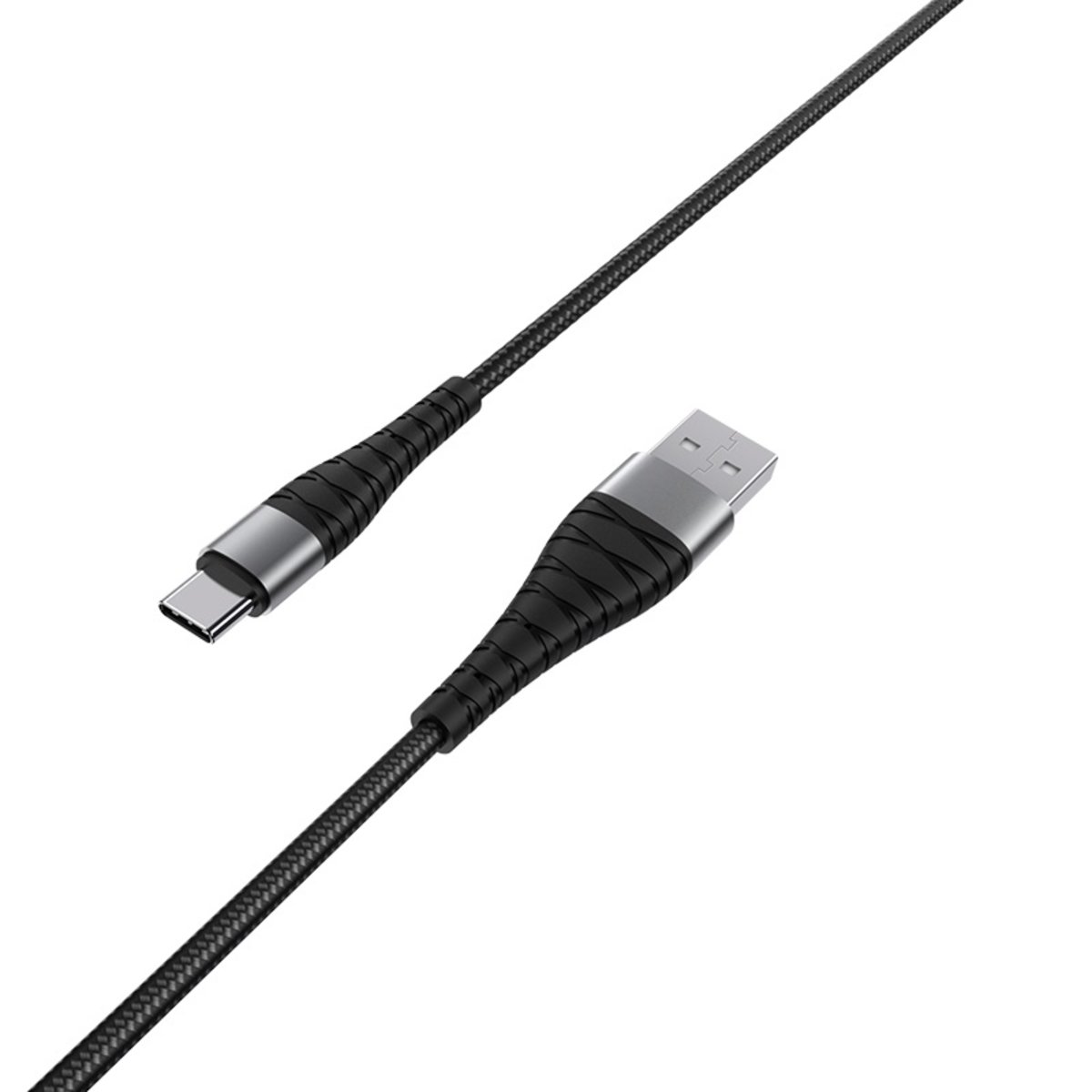 Кабель BOROFONE BX32 USB to Type-C 2.4A, 1m, nylon, aluminum+TPE connectors, Black (BX32CB) Фотографія №1 Кабель BOROFONE BX32 USB to Type-C 2.4A, 1m, nylon, aluminum+TPE connectors, Black (BX32CB) на малюнкі №1