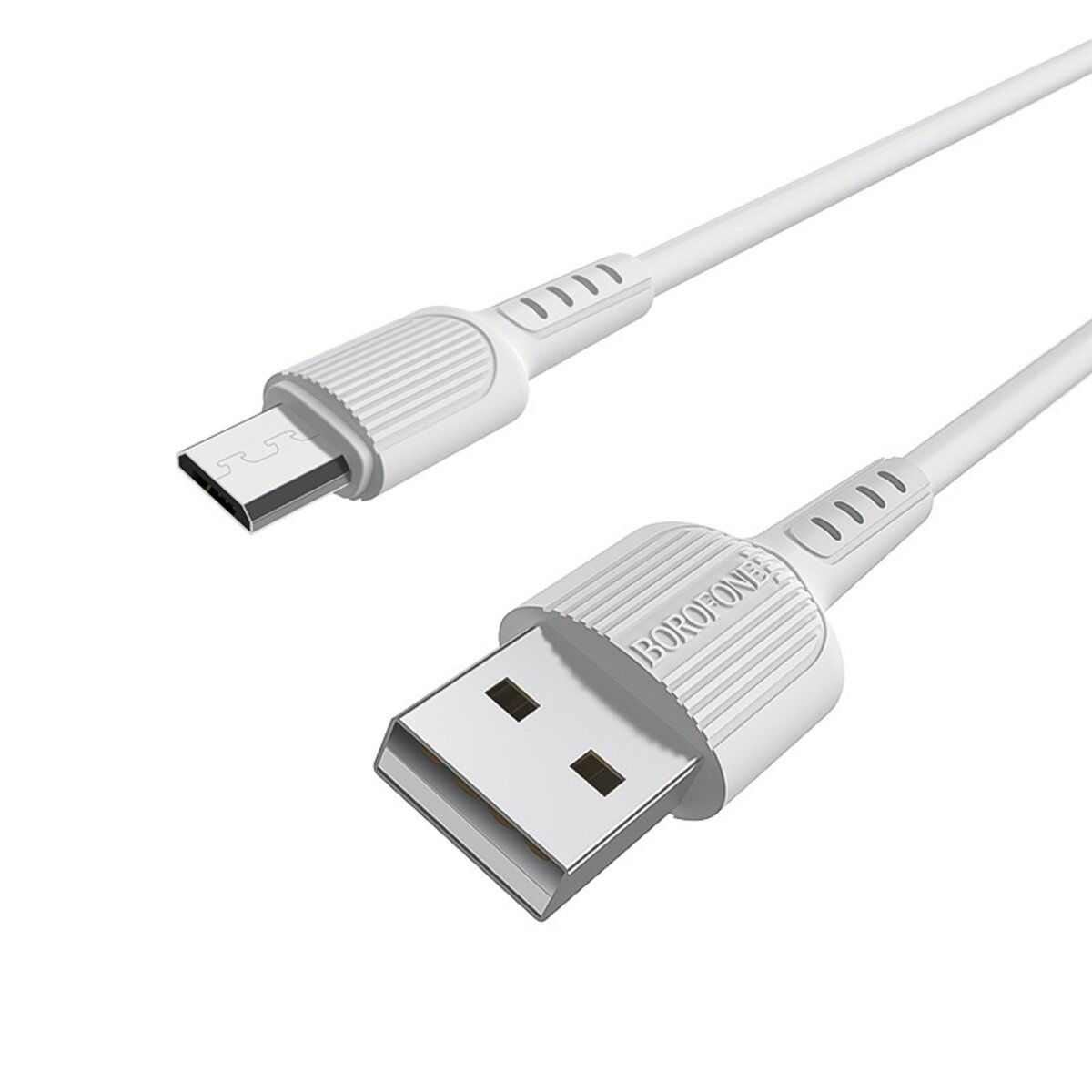 Кабель BOROFONE BX16 USB to Micro 2A, 1m, PVC, TPE connectors, White на картинке №1