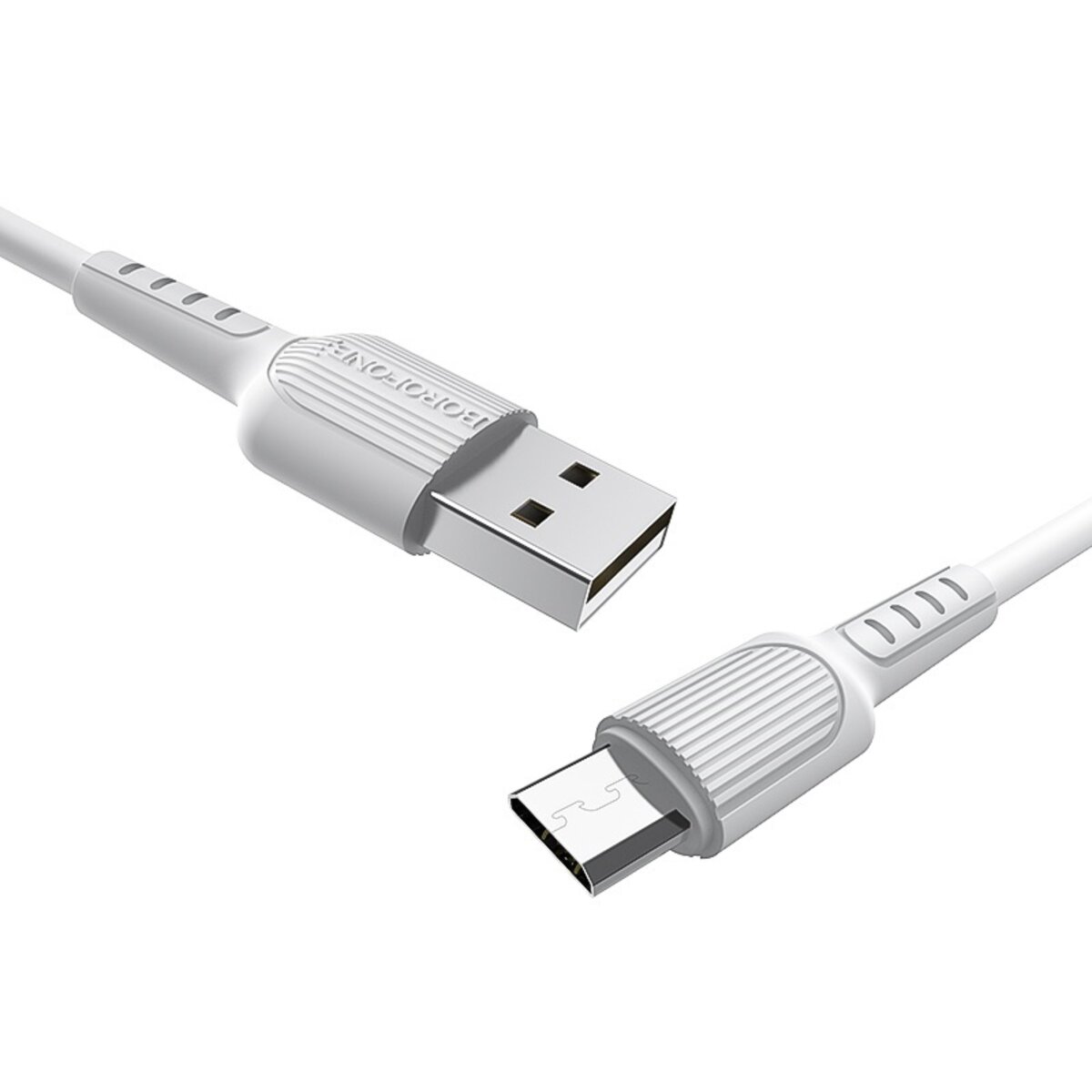 Кабель BOROFONE BX16 USB to Micro 2A, 1m, PVC, TPE connectors, White на картинке №2