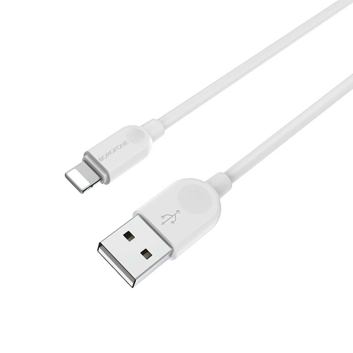 Кабель BOROFONE BX14 USB to iP 2.4A, 1m, PVC, TPE connectors, White (BX14L1W) на картинке №1