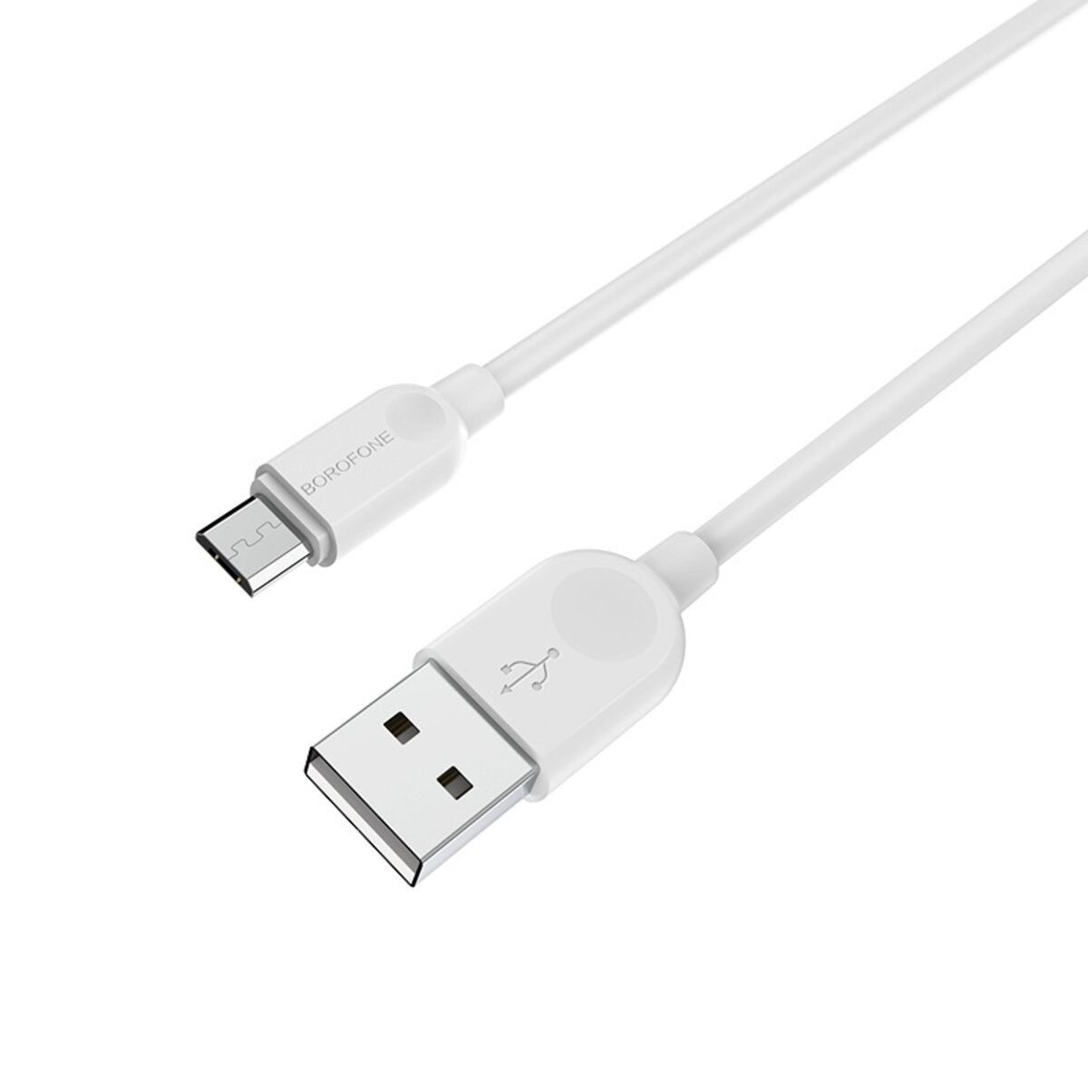 Кабель BOROFONE BX14 USB to Micro 2.4A, 1m, PVC, TPE connectors, White (BX14M1W) Фотографія №2 Кабель BOROFONE BX14 USB to Micro 2.4A, 1m, PVC, TPE connectors, White (BX14M1W) на малюнкі №2