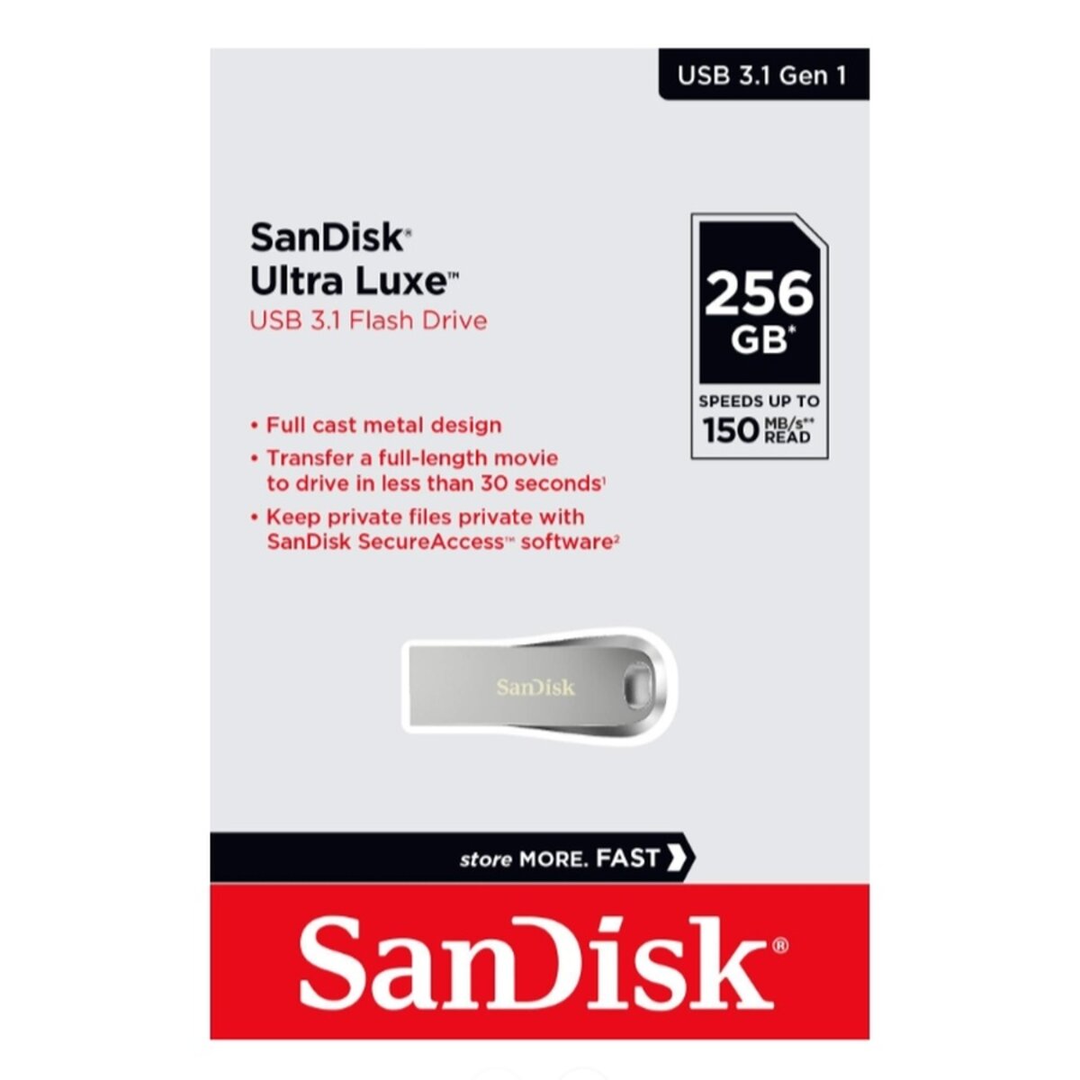 Флеш-накопичувач SanDisk USB 3.1 Ultra Luxe 256Gb (150Mb/s) (SDCZ74-256G-G46) Фото 2 Флеш-накопичувач SanDisk USB 3.1 Ultra Luxe 256Gb (150Mb/s) (SDCZ74-256G-G46) на картинке №2