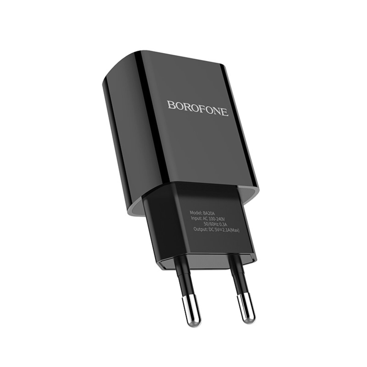 Мережевий зарядний пристрій BOROFONE BA20A Sharp single port charger set(Lightning) 10.5W Black (BA20ALB) на картинке №2