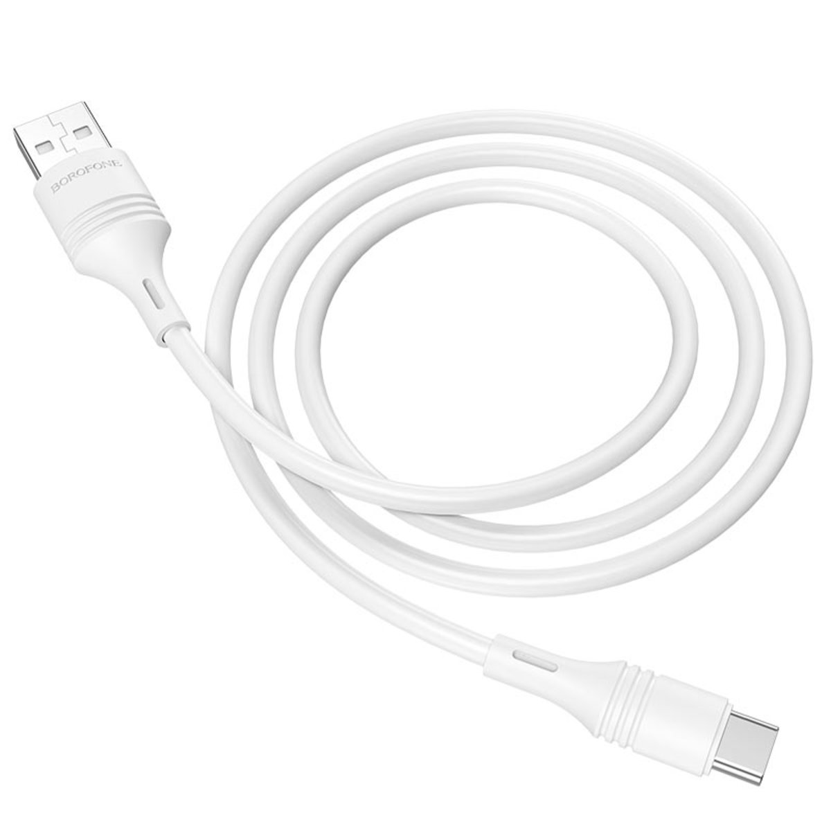 Кабель BOROFONE BX43 USB to Type-C 3A, 1m, PVC, PVC connectors, White Фотографія №4 Кабель BOROFONE BX43 USB to Type-C 3A, 1m, PVC, PVC connectors, White на малюнкі №4