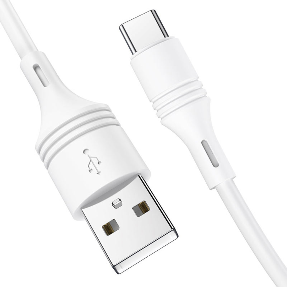 Кабель BOROFONE BX43 USB to Type-C 3A, 1m, PVC, PVC connectors, White Фотографія №3 Кабель BOROFONE BX43 USB to Type-C 3A, 1m, PVC, PVC connectors, White на малюнкі №3