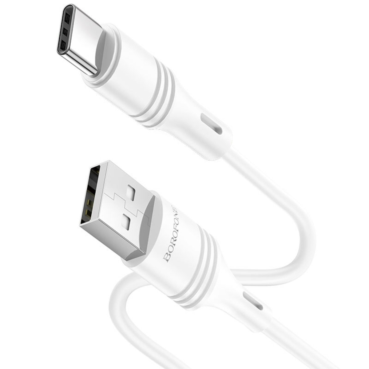 Кабель BOROFONE BX43 USB to Type-C 3A, 1m, PVC, PVC connectors, White Фотографія №2 Кабель BOROFONE BX43 USB to Type-C 3A, 1m, PVC, PVC connectors, White на малюнкі №2