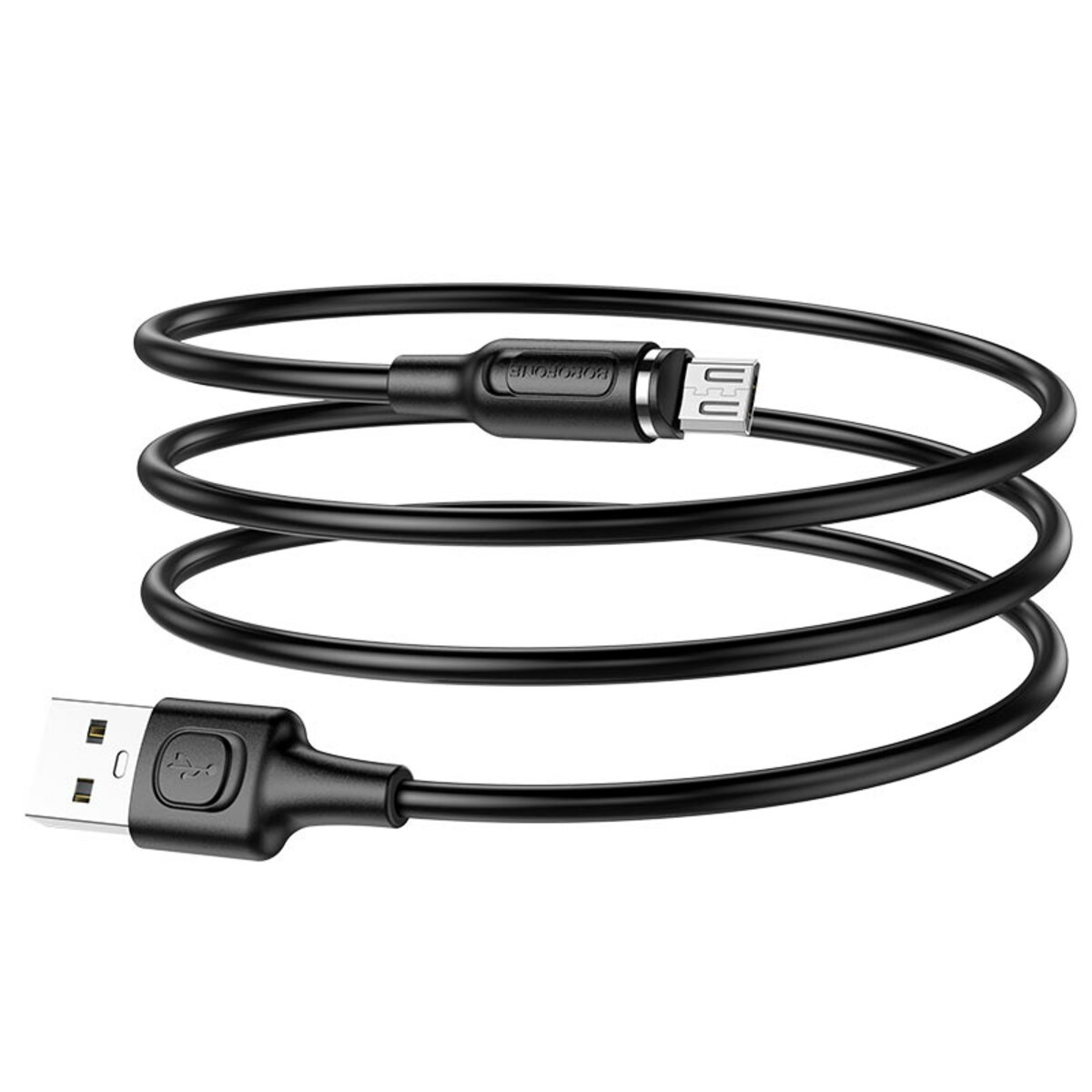 Кабель BOROFONE BX41 USB to Micro 2.4A, 1m, PVC, PVC connectors, magnetic, Black Фотографія №4 Кабель BOROFONE BX41 USB to Micro 2.4A, 1m, PVC, PVC connectors, magnetic, Black на малюнкі №4