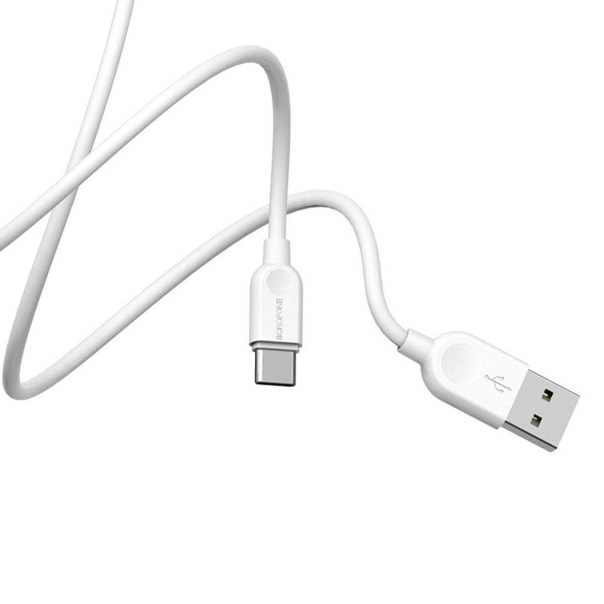Кабель BOROFONE BX14 USB to Type-C 2.4A, 3m, PVC, TPE connectors, White (BX14C3W) Фотографія №5 Кабель BOROFONE BX14 USB to Type-C 2.4A, 3m, PVC, TPE connectors, White (BX14C3W) на малюнкі №5