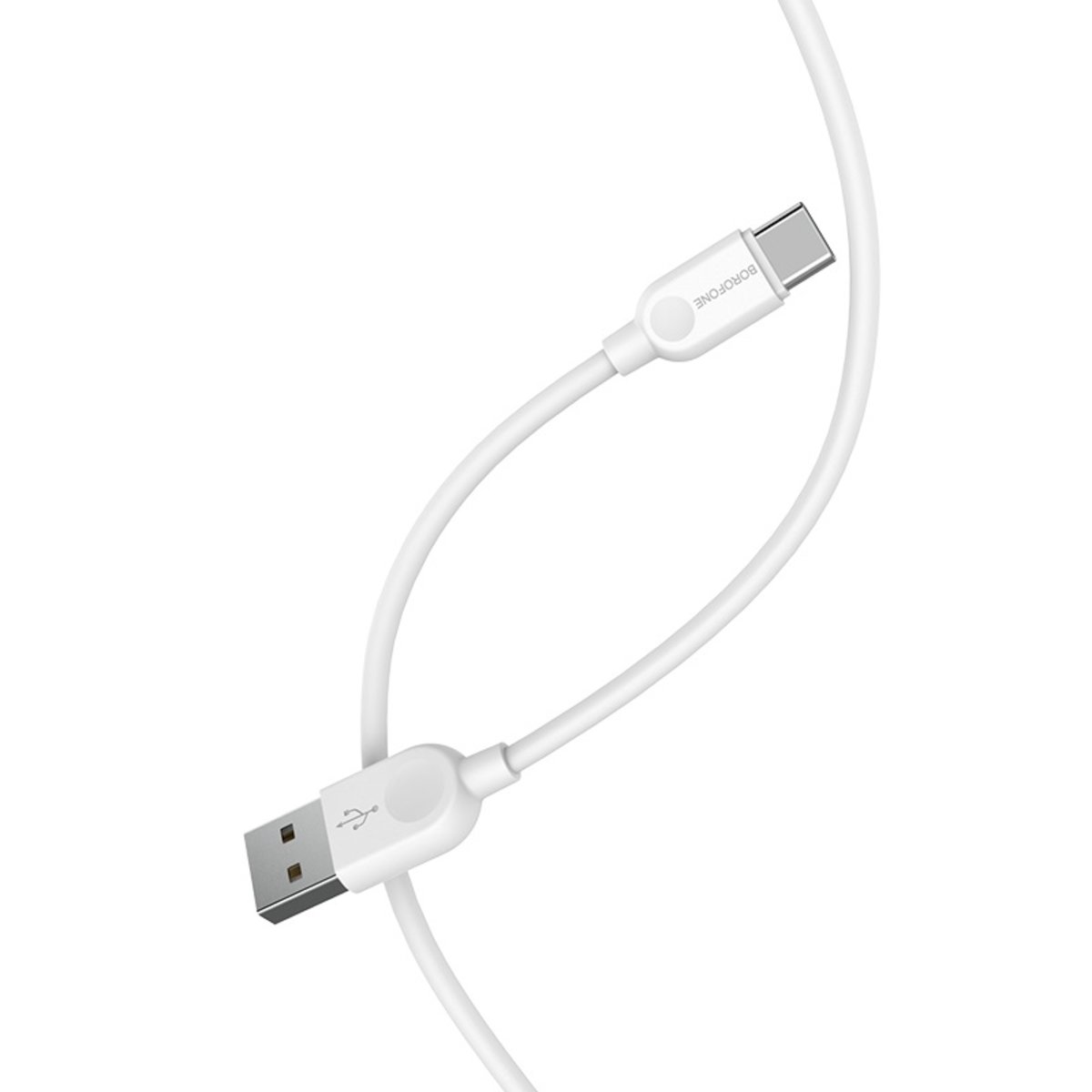 Кабель BOROFONE BX14 USB to Type-C 2.4A, 3m, PVC, TPE connectors, White (BX14C3W) Фотографія №4 Кабель BOROFONE BX14 USB to Type-C 2.4A, 3m, PVC, TPE connectors, White (BX14C3W) на малюнкі №4