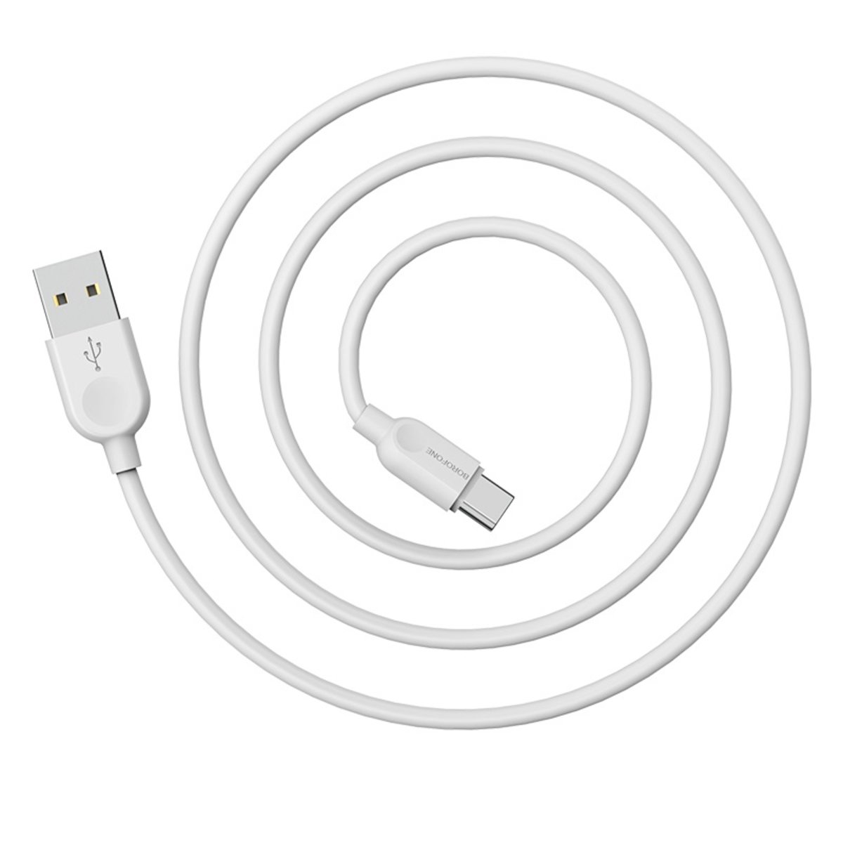 Кабель BOROFONE BX14 USB to Type-C 2.4A, 3m, PVC, TPE connectors, White (BX14C3W) Фотографія №2 Кабель BOROFONE BX14 USB to Type-C 2.4A, 3m, PVC, TPE connectors, White (BX14C3W) на малюнкі №2