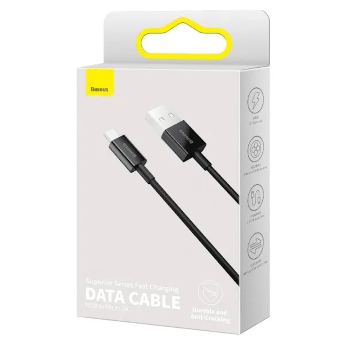 Кабель Baseus Superior Series Fast Charging Data Cable USB to Micro 2A 1m Black (CAMYS-01) Фотографія №2 Кабель Baseus Superior Series Fast Charging Data Cable USB to Micro 2A 1m Black (CAMYS-01) на малюнкі №2