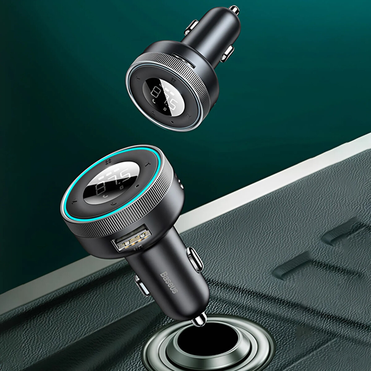 АЗП з FM-модулятором Baseus Enjoy Car Wireless MP3 Charger (Wireless 5.0+5V/3.4A) Black (CCLH-01) на картинке №6