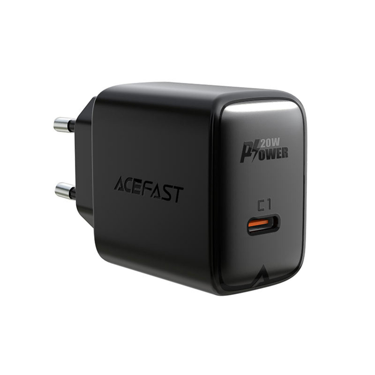Мережевий зарядний пристрій ACEFAST A1 PD20W single USB-C charger Black на картинке №1