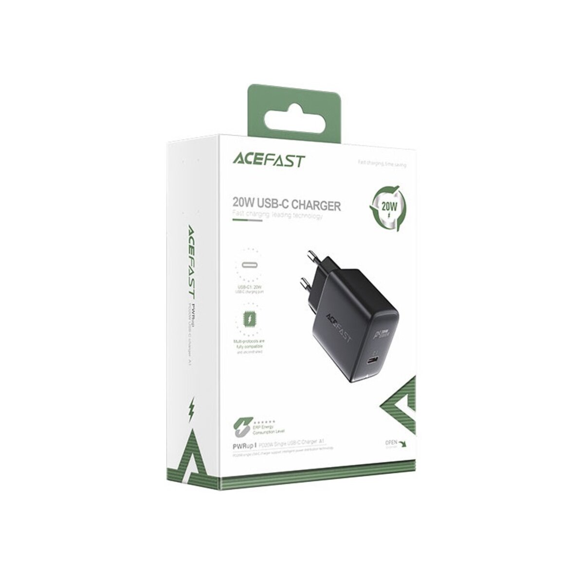 Мережевий зарядний пристрій ACEFAST A1 PD20W single USB-C charger Black на малюнкі №2
