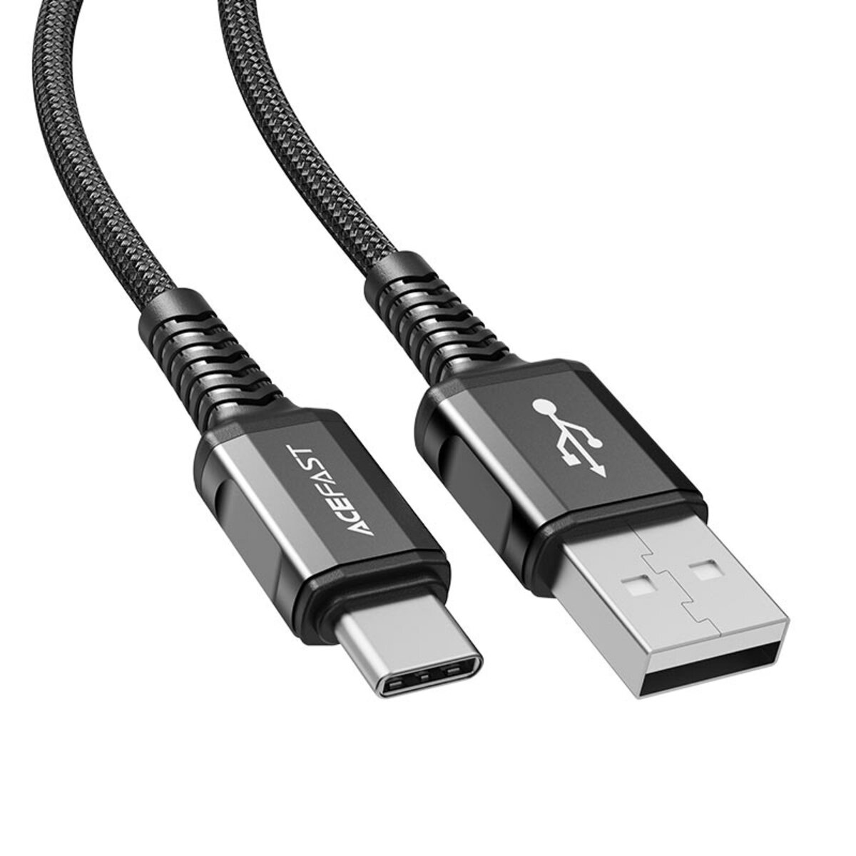 Кабель ACEFAST C1-04 USB to Type-C 3A, 1.2m, nylon aluminum connectors, Black (AFC1-04B) Фотографія №1 Кабель ACEFAST C1-04 USB to Type-C 3A, 1.2m, nylon aluminum connectors, Black (AFC1-04B) на малюнкі №1