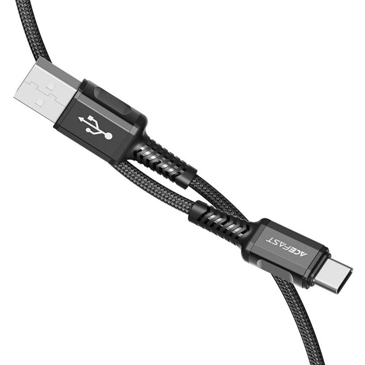 Кабель ACEFAST C1-04 USB to Type-C 3A, 1.2m, nylon aluminum connectors, Black (AFC1-04B) Фотографія №2 Кабель ACEFAST C1-04 USB to Type-C 3A, 1.2m, nylon aluminum connectors, Black (AFC1-04B) на малюнкі №2