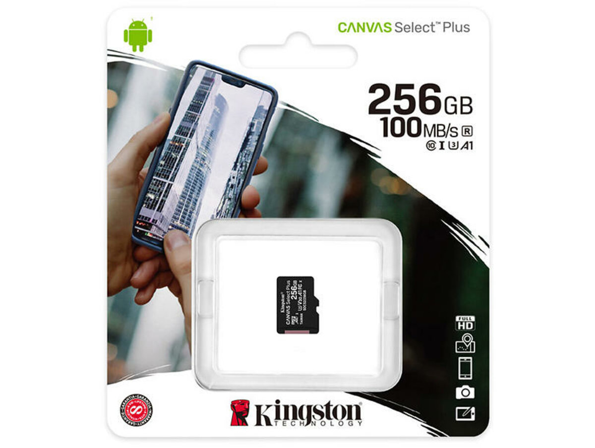 microSDXC (UHS-1) Kingston Canvas Select Plus 256Gb class 10 А1 (R-100MB/s) (SDCS2/256GBSP) Фотография №3 microSDXC (UHS-1) Kingston Canvas Select Plus 256Gb class 10 А1 (R-100MB/s) (SDCS2/256GBSP) смотреть фото №3