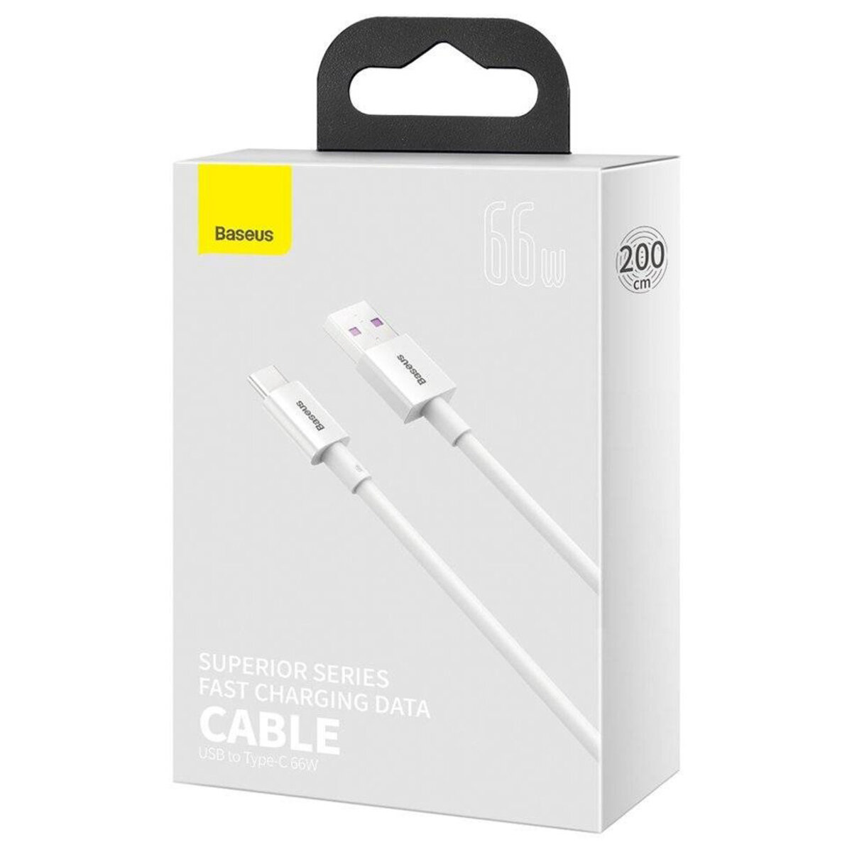 Кабель Baseus Superior Series Fast Charging Data Cable USB to Type-C 66W 2m White на малюнкі №2