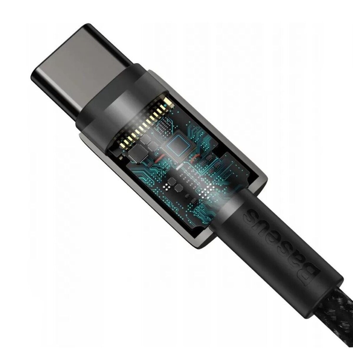 Кабель Baseus Tungsten Gold Fast Charging Data Cable Type-C to Type-C 100W 2m Black на картинке №6