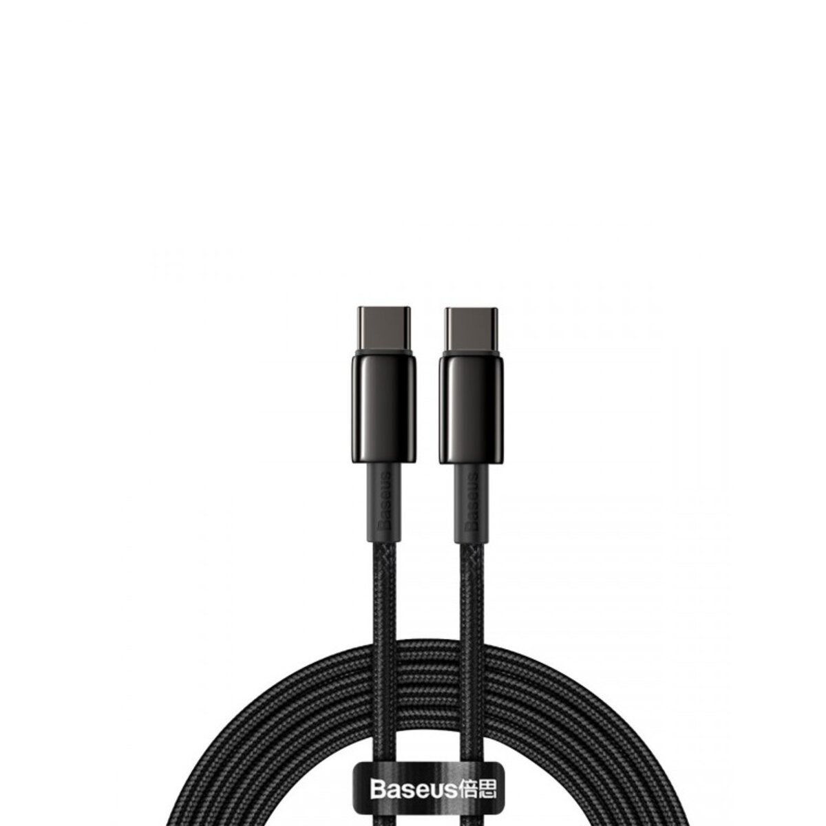 Кабель Baseus Tungsten Gold Fast Charging Data Cable Type-C to Type-C 100W 2m Black на картинке №2