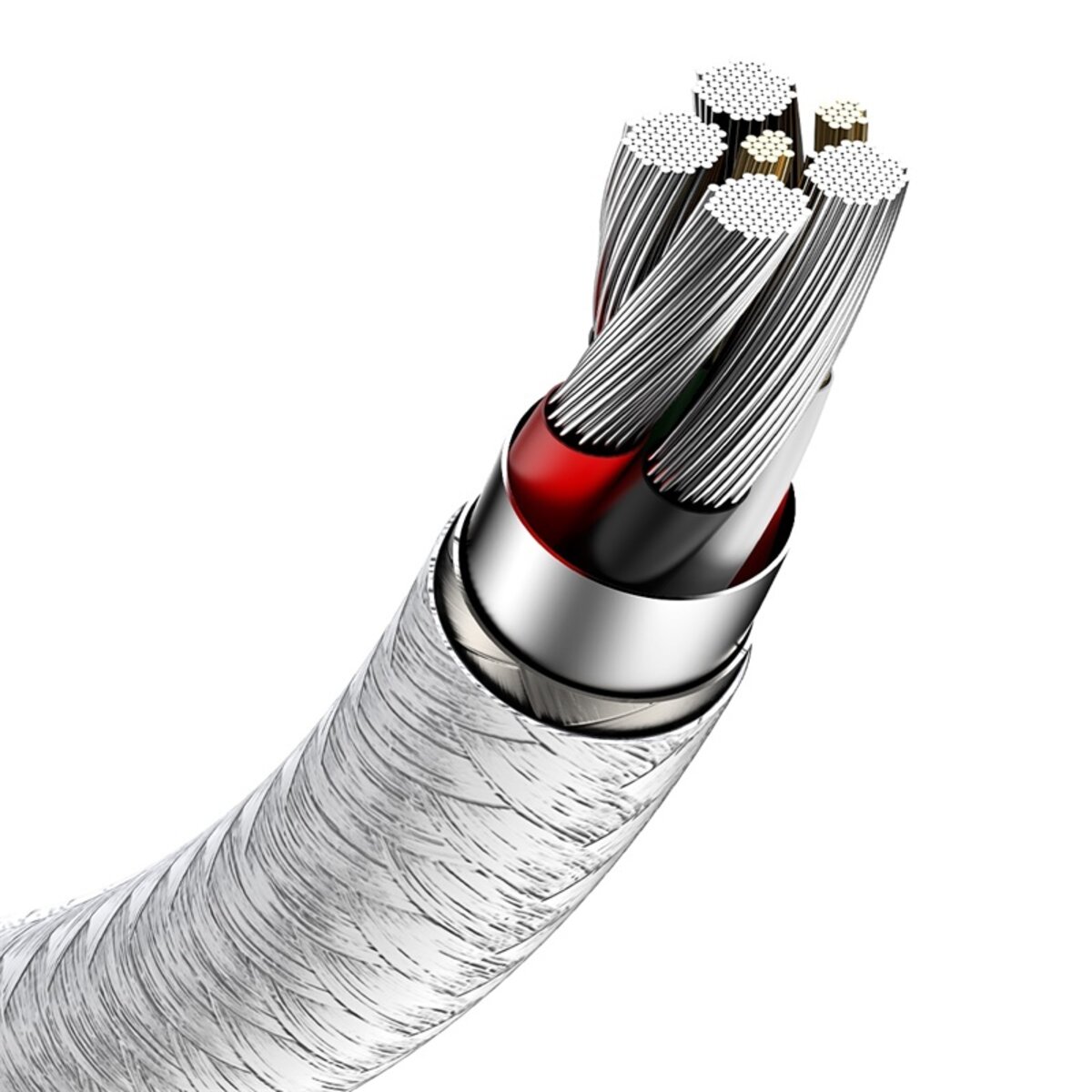 Кабель Baseus Cafule Series Metal Data Cable USB to Type-C 66W 1m White Фотографія №6 Кабель Baseus Cafule Series Metal Data Cable USB to Type-C 66W 1m White на малюнкі №6