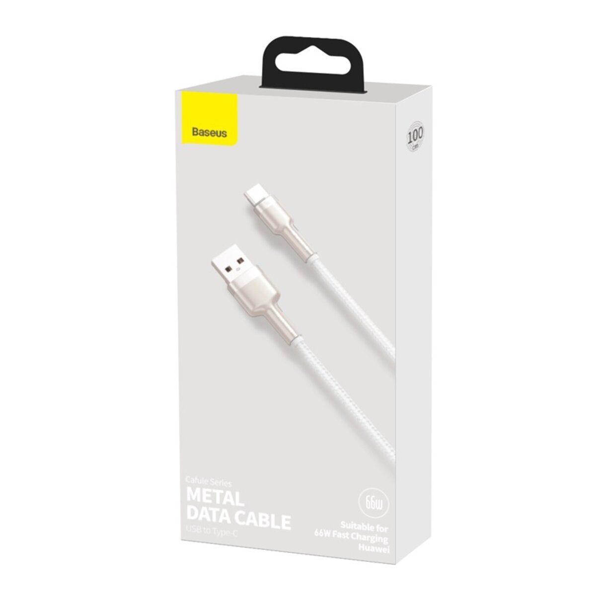 Кабель Baseus Cafule Series Metal Data Cable USB to Type-C 66W 1m White Фотографія №2 Кабель Baseus Cafule Series Metal Data Cable USB to Type-C 66W 1m White на малюнкі №2