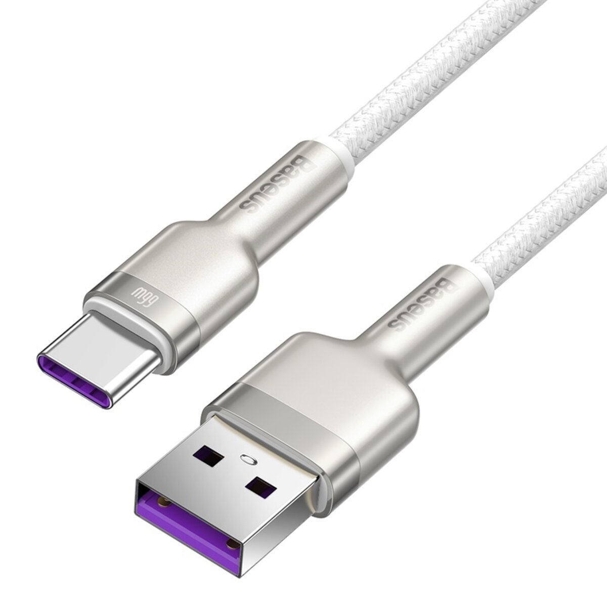 Кабель Baseus Cafule Series Metal Data Cable USB to Type-C 66W 1m White Фотографія №5 Кабель Baseus Cafule Series Metal Data Cable USB to Type-C 66W 1m White на малюнкі №5