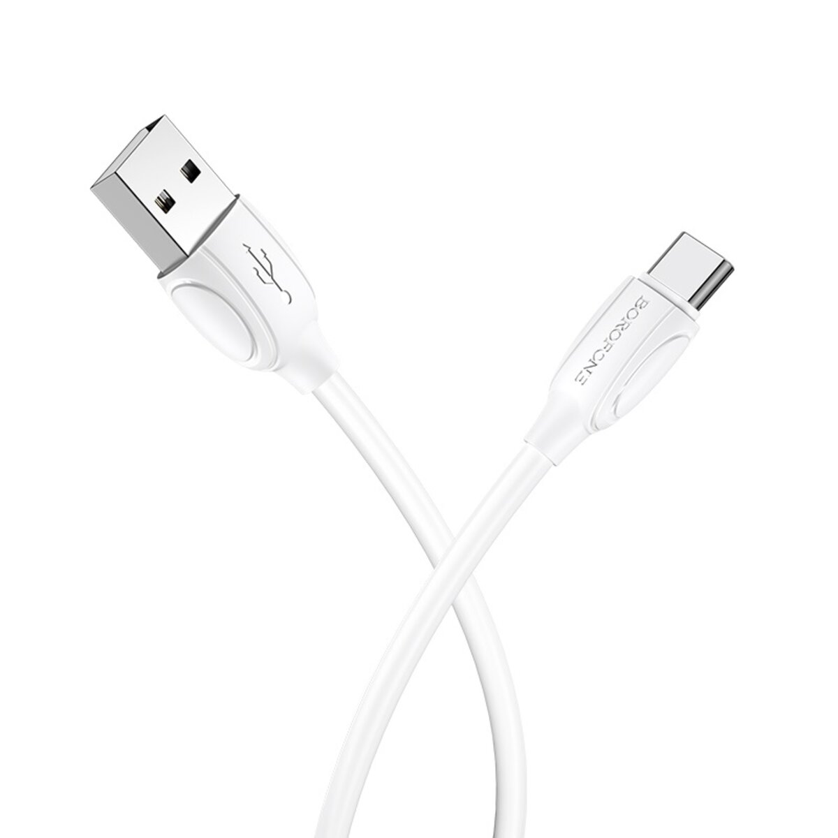 Кабель BOROFONE BX19 USB to Type-C 3A, 1m, PVC, TPE connectors, White (BX19CW) Фотографія №2 Кабель BOROFONE BX19 USB to Type-C 3A, 1m, PVC, TPE connectors, White (BX19CW) на малюнкі №2