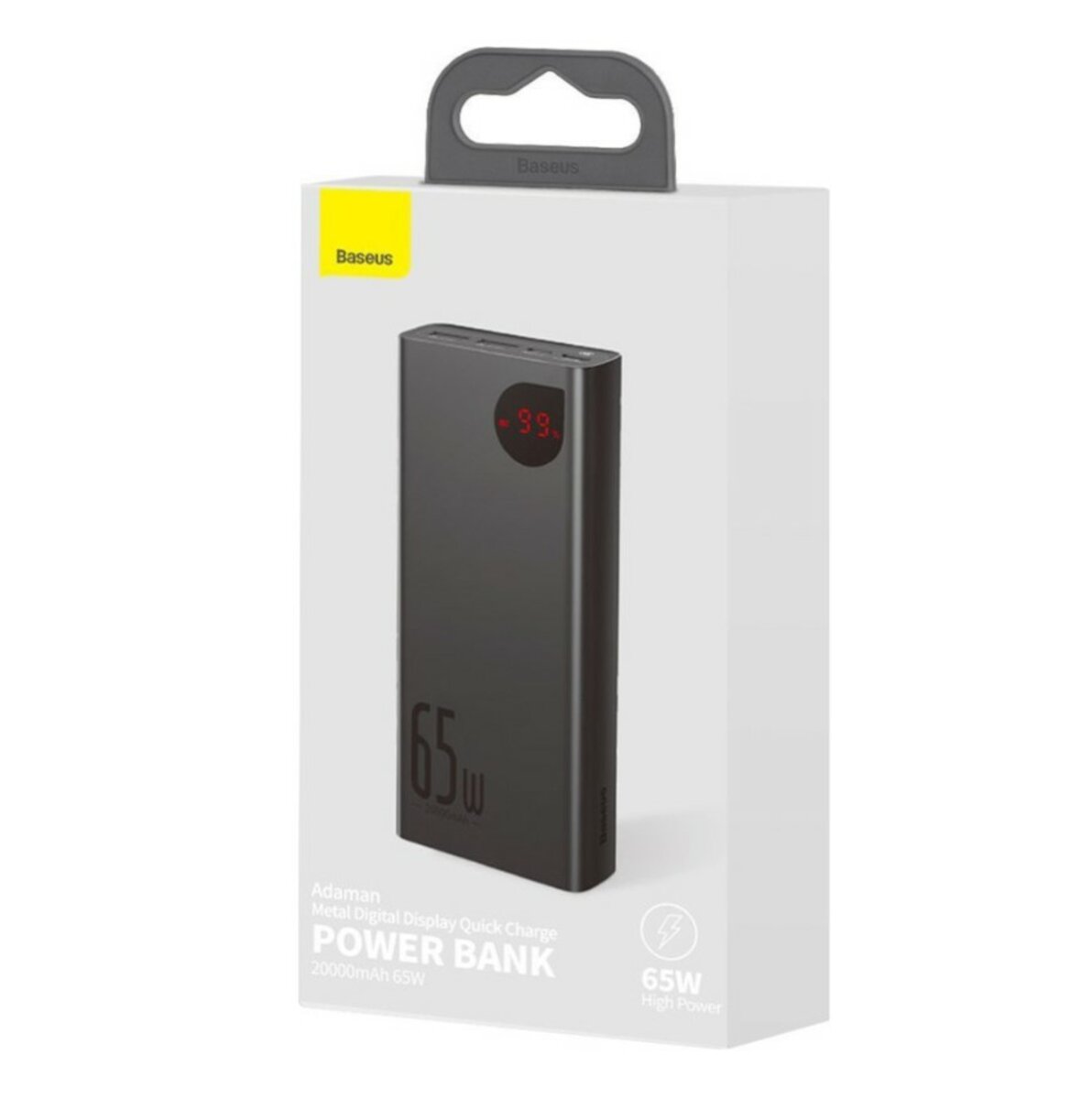 Зовнішній акумулятор Baseus Adaman Metal Digital Display Quick Charge Power Bank 20000mAh 65W Black на картинке №5