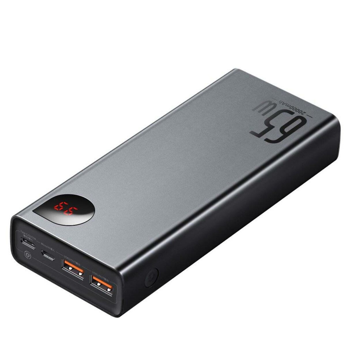 Зовнішній акумулятор Baseus Adaman Metal Digital Display Quick Charge Power Bank 20000mAh 65W Black на картинке №2