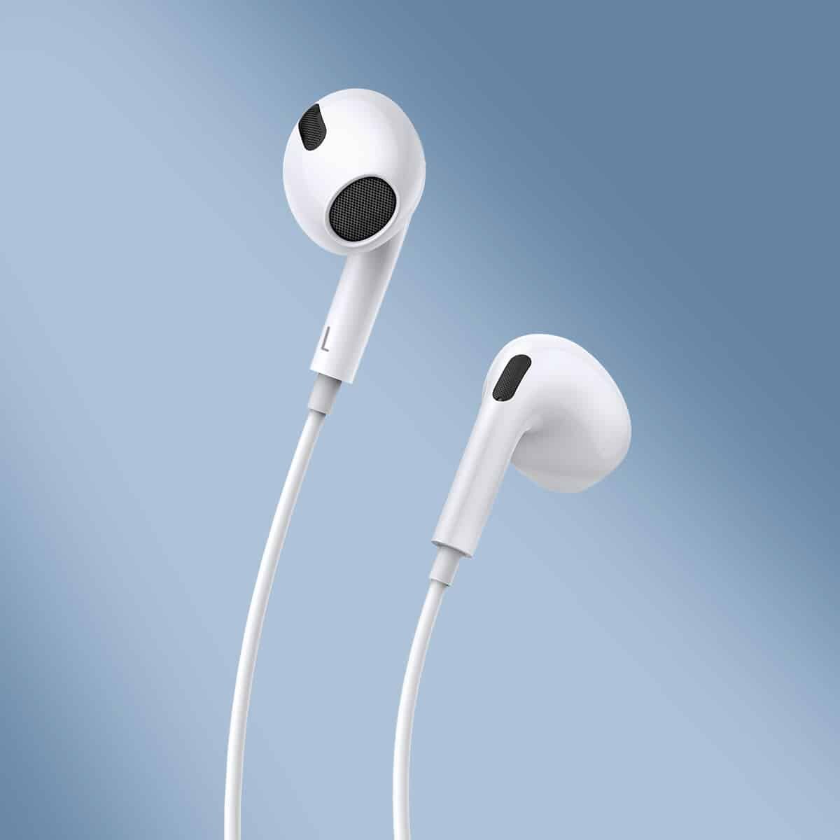 Навушники Baseus Encok 3.5mm lateral in-ear Wired Earphone H17 White Фотографія №5 Навушники Baseus Encok 3.5mm lateral in-ear Wired Earphone H17 White на малюнкі №5