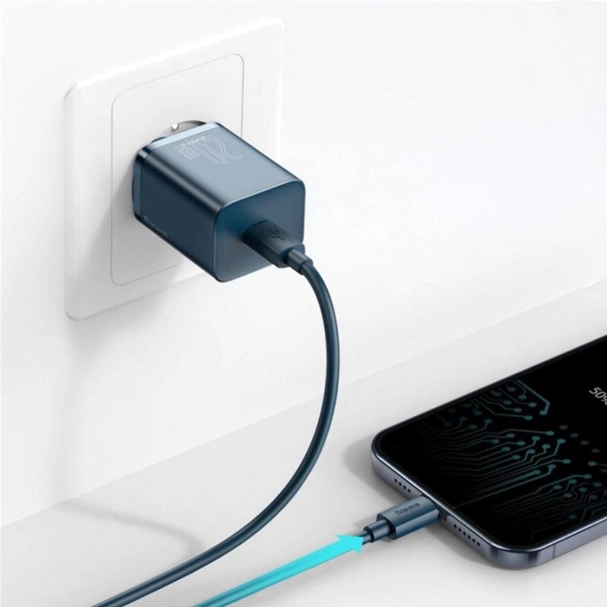 Мережевий зарядний пристрій Baseus Super Si Quick Charger 1C 20W EU Blue на картинке №6