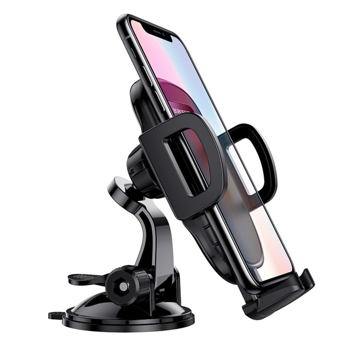 Автотримач для телефона BOROFONE BH37 Route push type suction cup car holder Black на малюнкі №5
