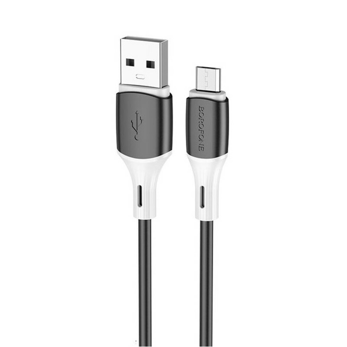 Кабель BOROFONE BX79 USB to Micro 2.4A, 1m, silicone, silicone connectors, Black (BX79MB) Фотографія №1 Кабель BOROFONE BX79 USB to Micro 2.4A, 1m, silicone, silicone connectors, Black (BX79MB) на малюнкі №1