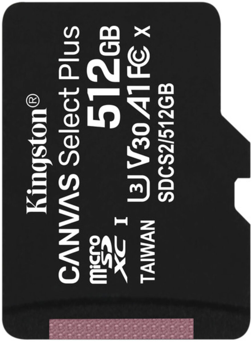 Карта памяті microSDXC (UHS-1) Kingston Canvas Select Plus 512Gb class 10 А1 (R-100MB/s) (SDCS2/512GBSP) Фото 1 Карта памяті microSDXC (UHS-1) Kingston Canvas Select Plus 512Gb class 10 А1 (R-100MB/s) (SDCS2/512GBSP) на картинке №1