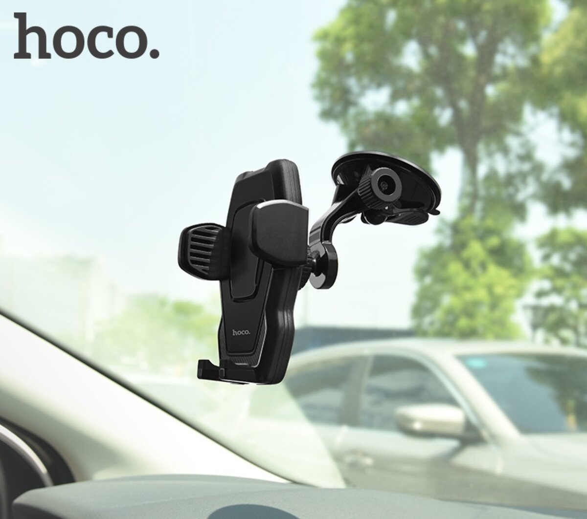 Автотримач для телефона HOCO CA31 cool run suction cup car holder Black на малюнкі №7