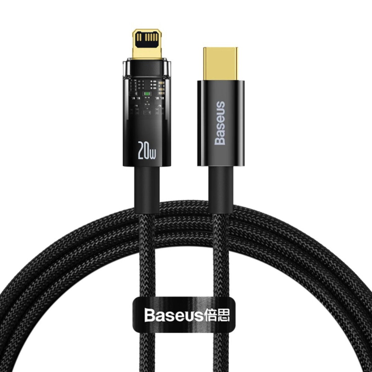 Кабель Baseus Explorer Series Auto Power-Off Fast Charging Data Cable Type-C to IP 20W 1m Black (CATS000001) Фотографія №1 Кабель Baseus Explorer Series Auto Power-Off Fast Charging Data Cable Type-C to IP 20W 1m Black (CATS000001) на малюнкі №1