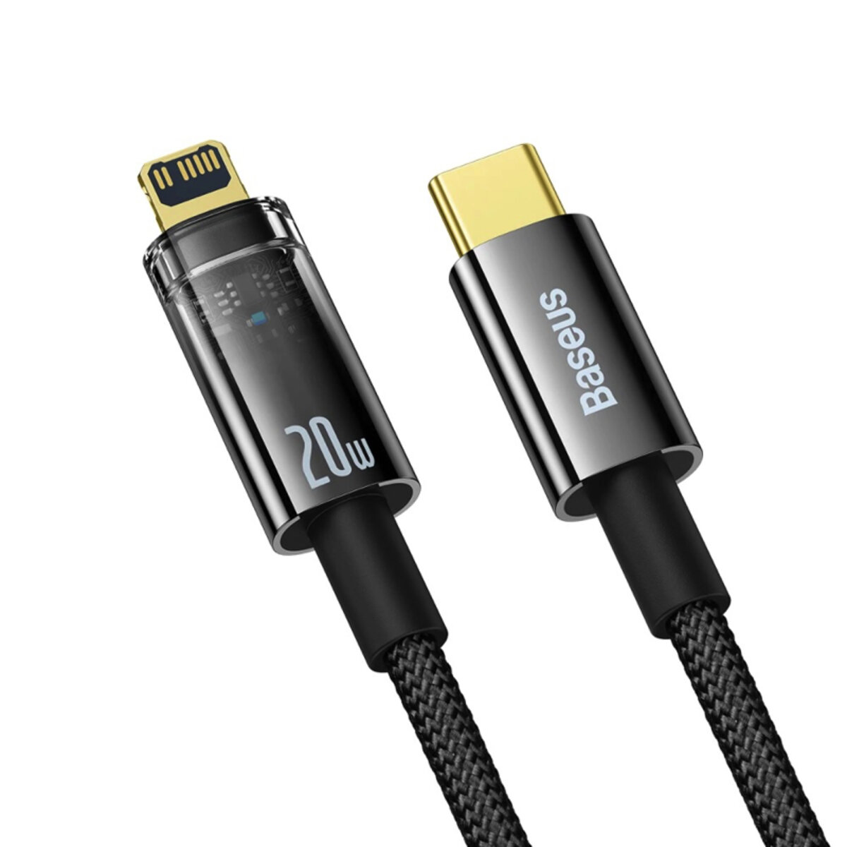 Кабель Baseus Explorer Series Auto Power-Off Fast Charging Data Cable Type-C to IP 20W 1m Black (CATS000001) Фотографія №3 Кабель Baseus Explorer Series Auto Power-Off Fast Charging Data Cable Type-C to IP 20W 1m Black (CATS000001) на малюнкі №3