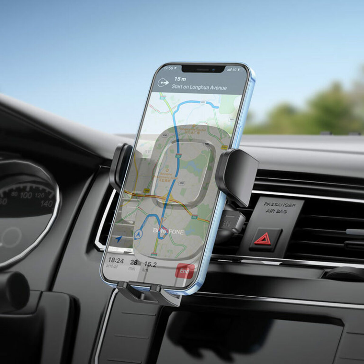 Автотримач для телефона BOROFONE BH69 air outlet car holder Black на малюнкі №7