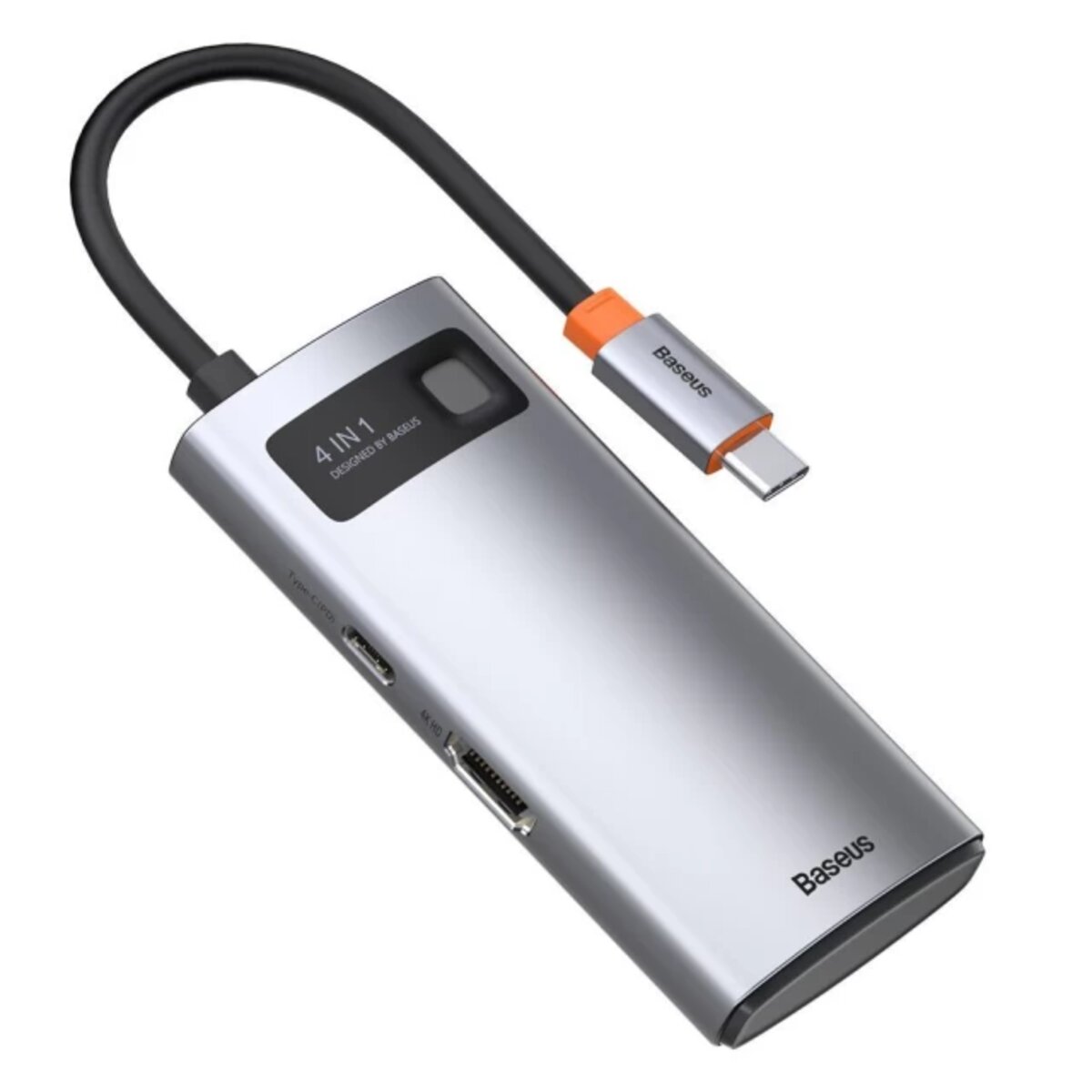 USB-хаб Baseus Metal Gleam Series 4-in-1 Multifunctional Type-C HUB Docking Station Gray(Type-C to HDMI*1+USB3.0*1+USB2.0*1+PD*1) Фотографія №1 USB-хаб Baseus Metal Gleam Series 4-in-1 Multifunctional Type-C HUB Docking Station Gray(Type-C to HDMI*1+USB3.0*1+USB2.0*1+PD*1) на малюнкі №1